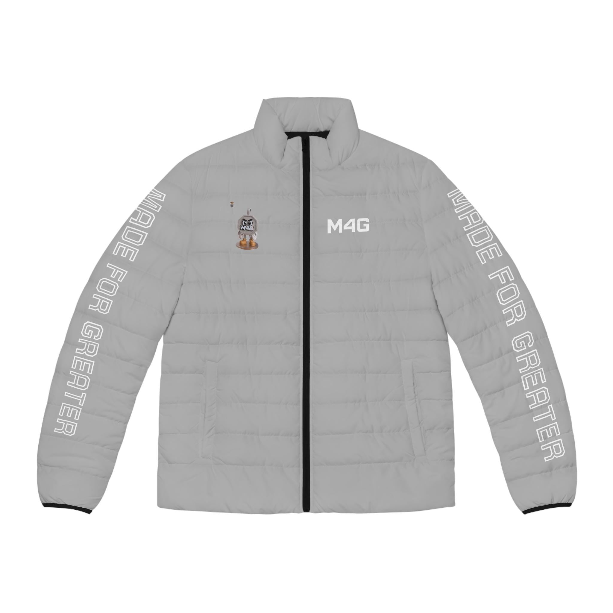 M4G Light Grey White Men Puffer Jacket V2