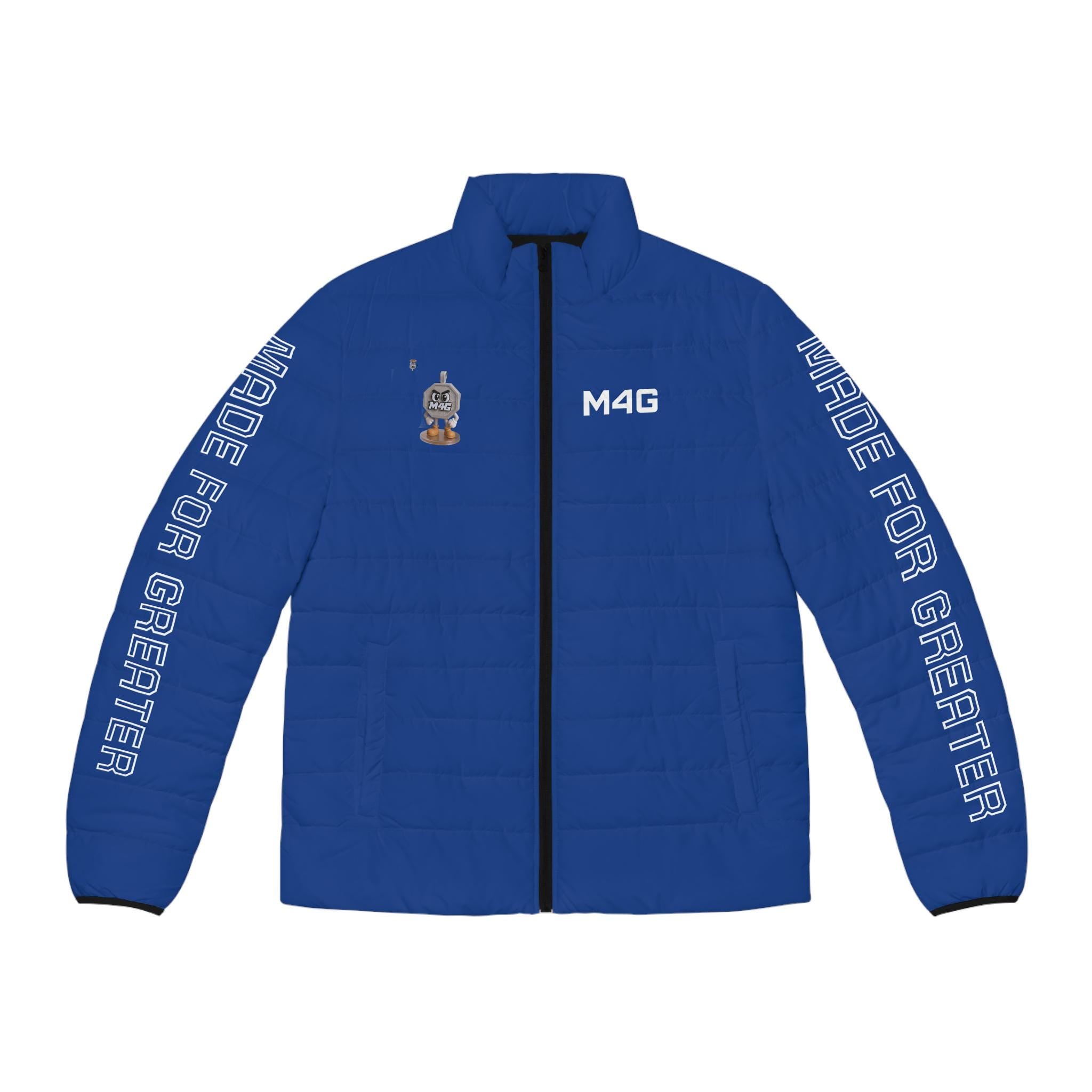 M4G Royal Blue White Men's Puffer Jacket